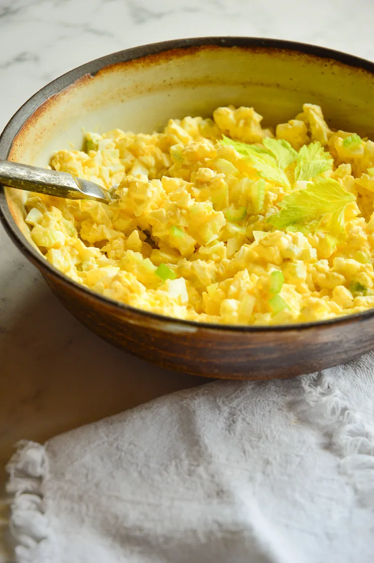 Egg Salad in bowl with spoon