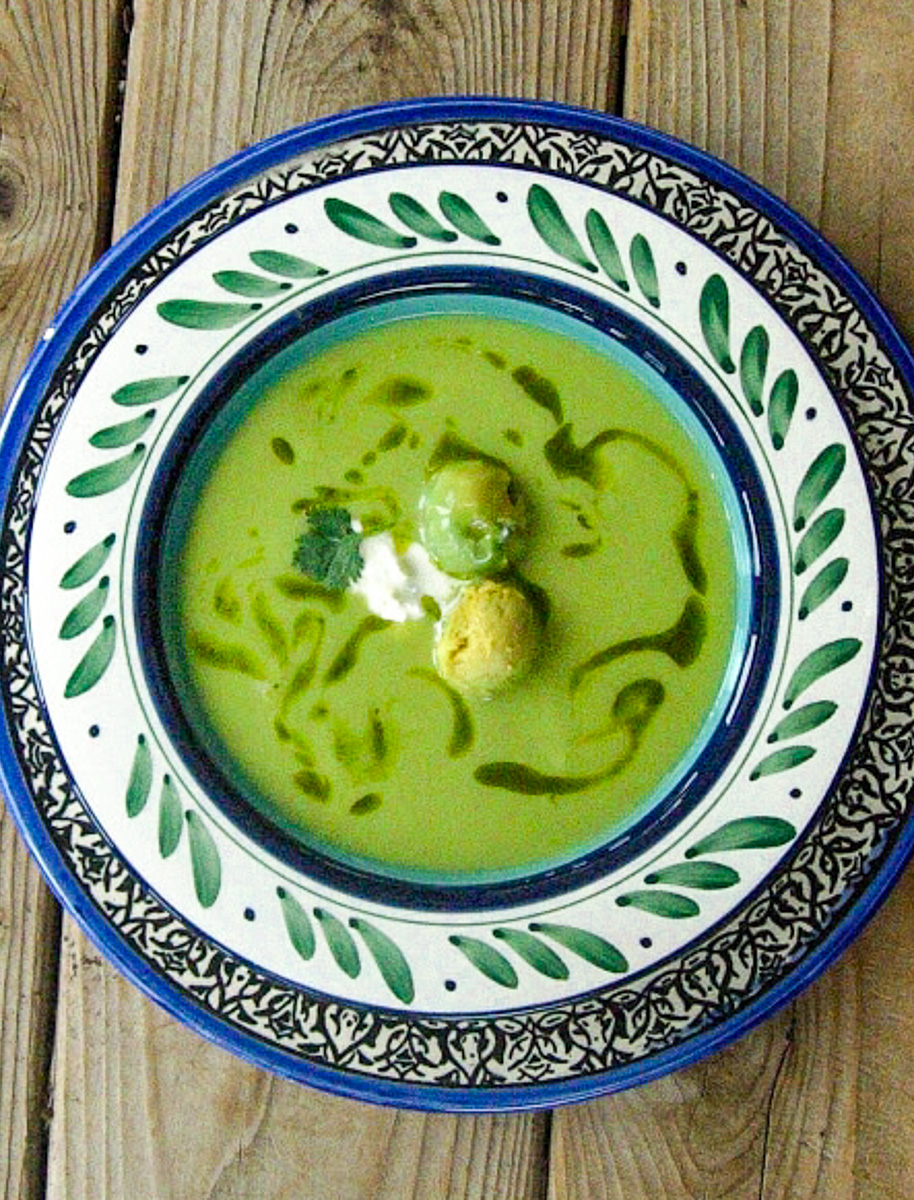 Avocado Soup in decorative bowl 