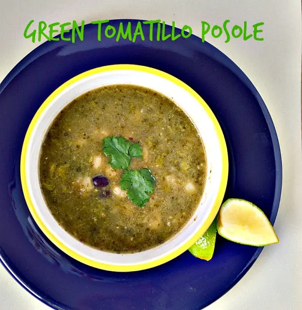 This green posole is made with fresh green herbs and black beans, tomatillos and chiles. It is great! #posole #Mexicanfood #soup www.thisishowicook.com