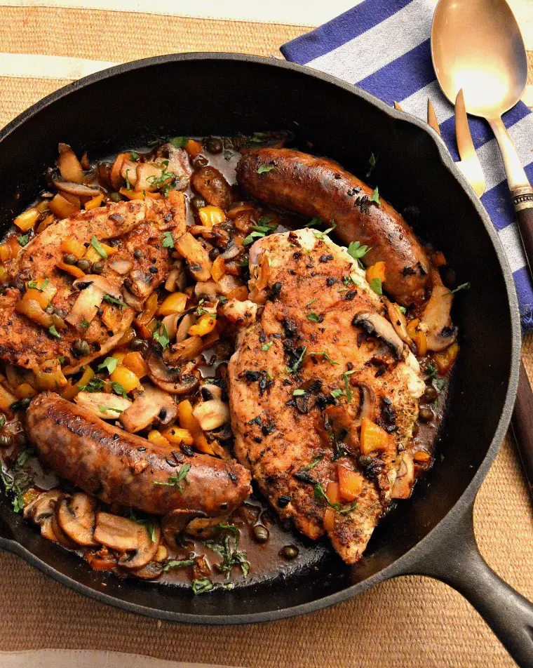 Chicken Scarpariello with sausage and peppers