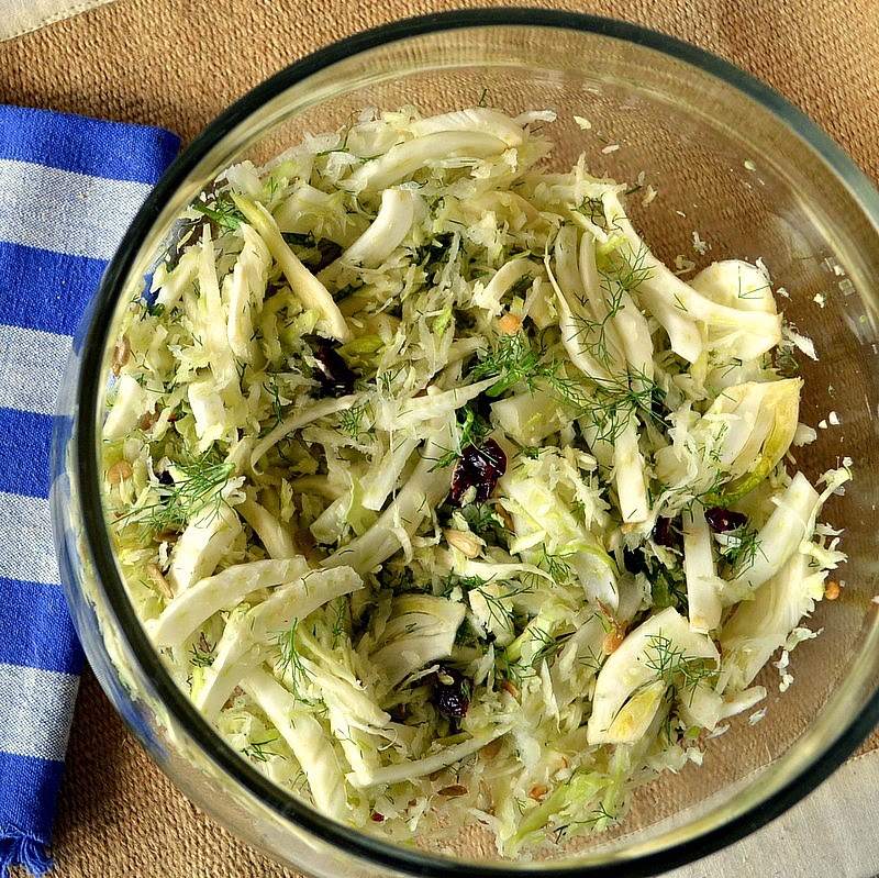 Kohlrabi (Fennel) Cabbage Salad with Lemon Maple Dressing and a Modern