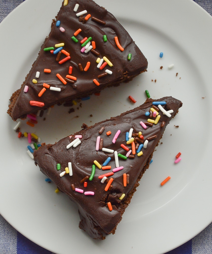 chocolate fudge cake with sprinkles