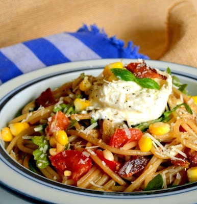 Summer Corn Pasta with Buratta