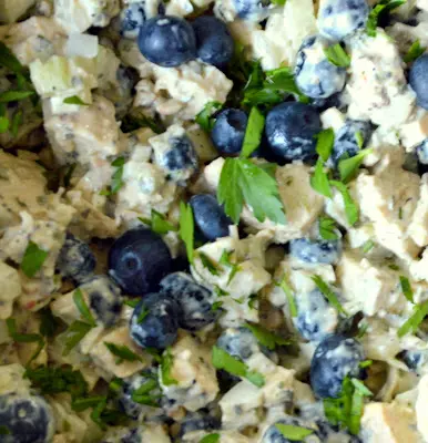 Chicken Salad with Blueberries and Pesto (A summer salad)