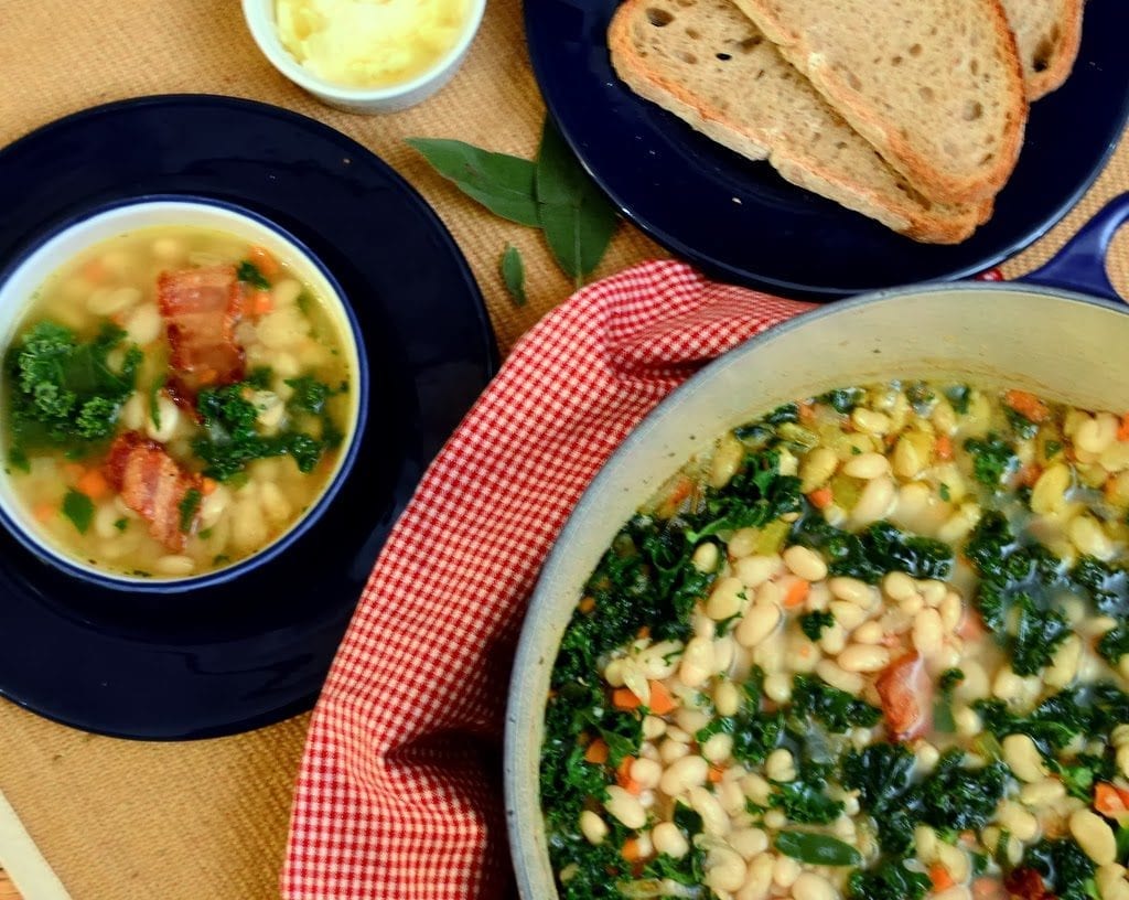 white bean, bacon and kale soup
