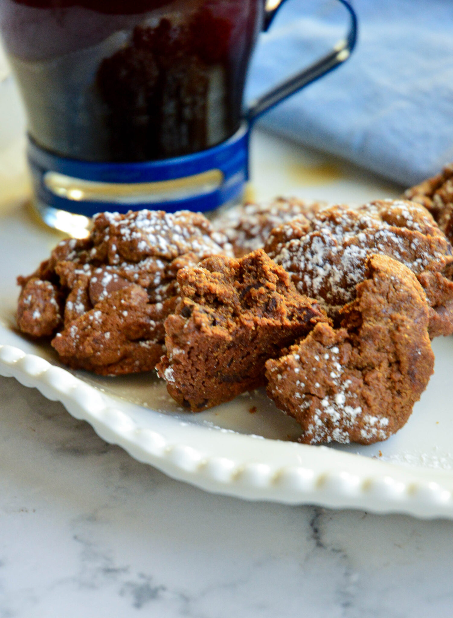 coffee cookies recipe on white plate