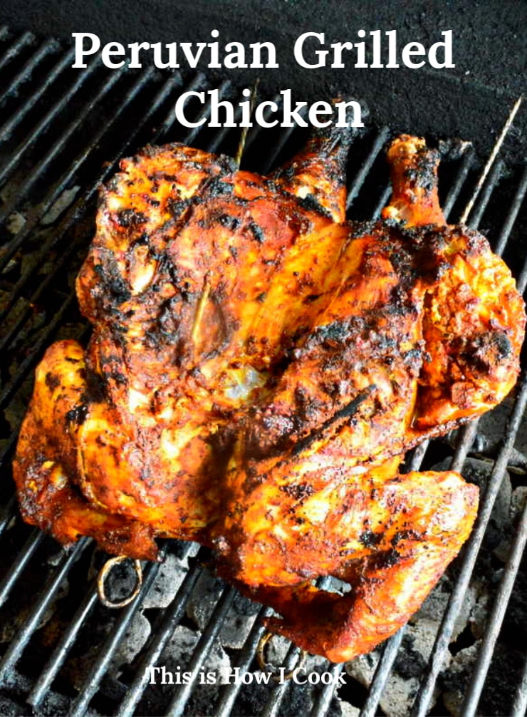 Grilled Peruvian Chicken on grill