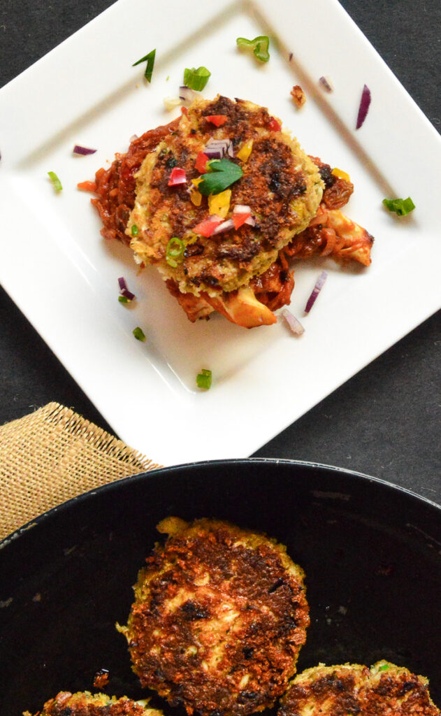 old bat crab cakes.skillet and on plate