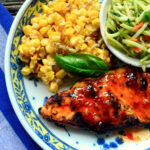 Coconut Lime Chicken BBQ plate/corn/slaw