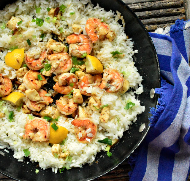 Halloumi and Oregano Shrimp.