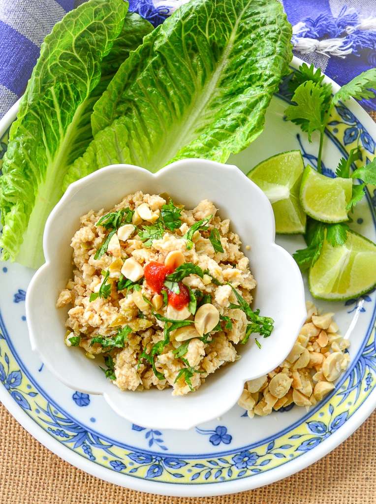 Larb in a lotus dish