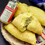 Jamaican Patties with hot sauce