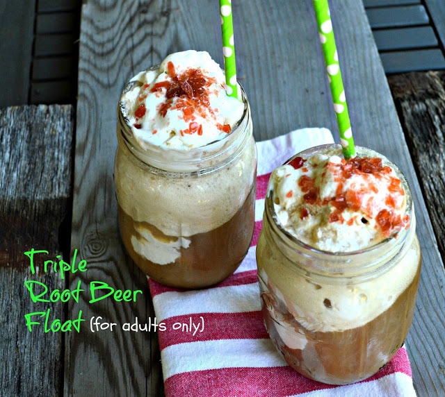 Make some easy root beer ice cream, add some really good root beer and a little Root liquor and you have a very grown up dessert! #icecream #rootbeerfloats #dessert #drinks www.thisishowicook.com