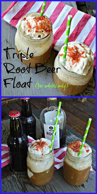Make some easy root beer ice cream, add some really good root beer and a little Root liquor and you have a very grown up dessert! #icecream #rootbeerfloats #dessert #drinks www.thisishowicook.com