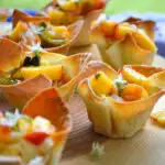 Peach salsa recipe/wonton appetizers