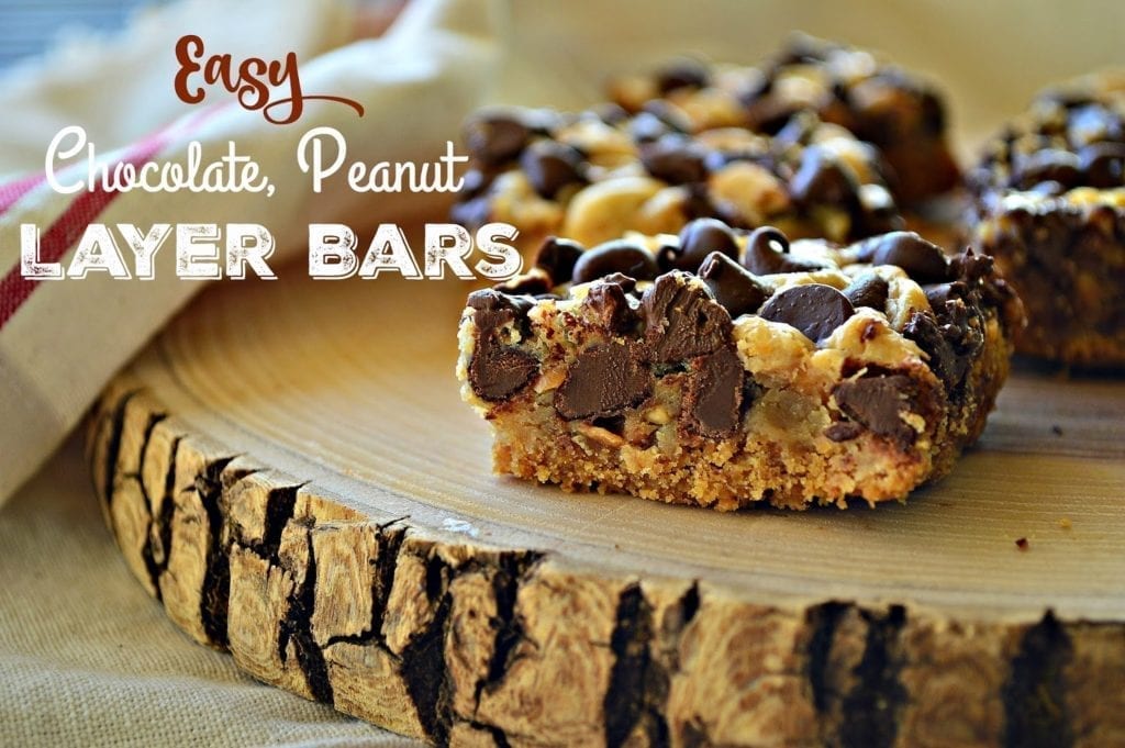 chocolate chips, cookie bars, peanuts, easy chocolate peanut bars