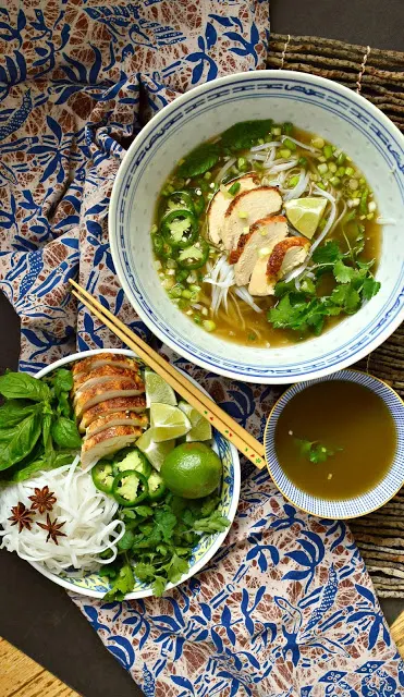 Vietnamese Chicken Noodle Soup or Pho