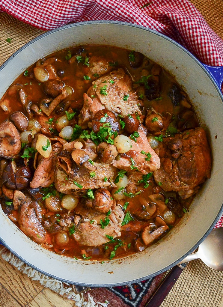 chicken in red wine