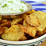 potato chips with onion dip