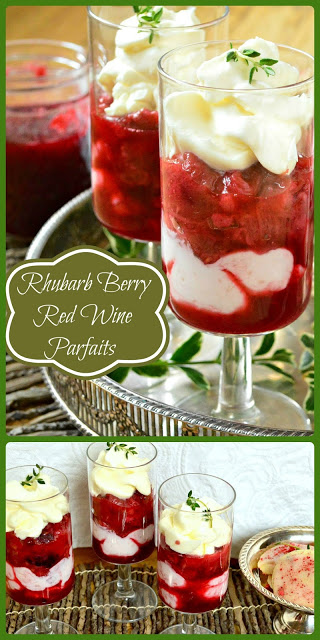 Rhubarb Red Wine Parfaits. This pretty stewed rhubarb and strawberries is easily made and subtly flavored with cinnamon and star anise and red wine. Make a breakfast parfait or use the syrup in a drink or even glaze cookies. This delicious fruit and syrup has so many uses. #rhubarb #dessert #parfaits www.thisishowicook.com