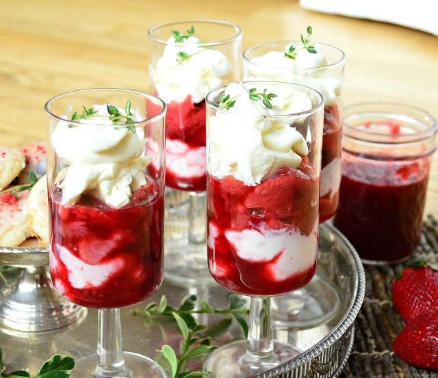 Rhubarb and strawberry parfaits