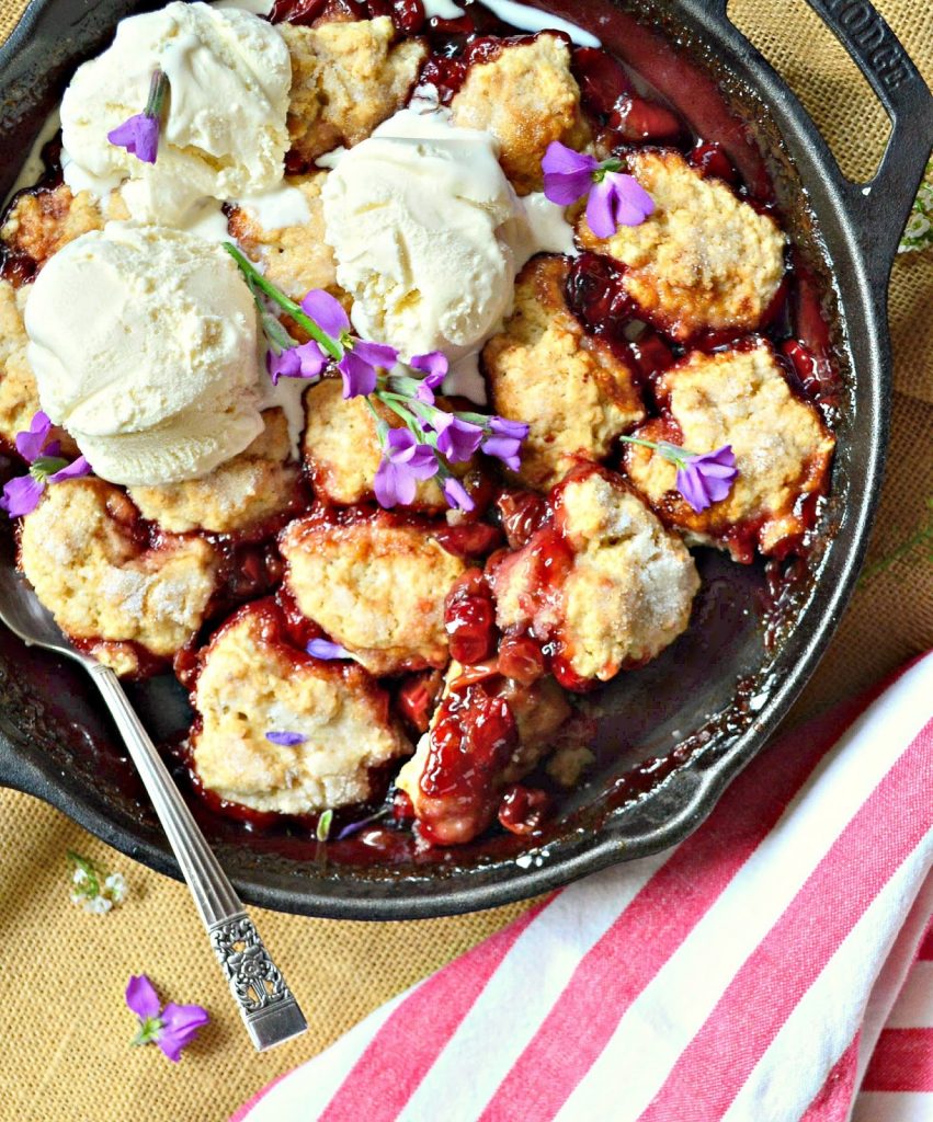 Old Fashioned Skillet Cherry Cobbler