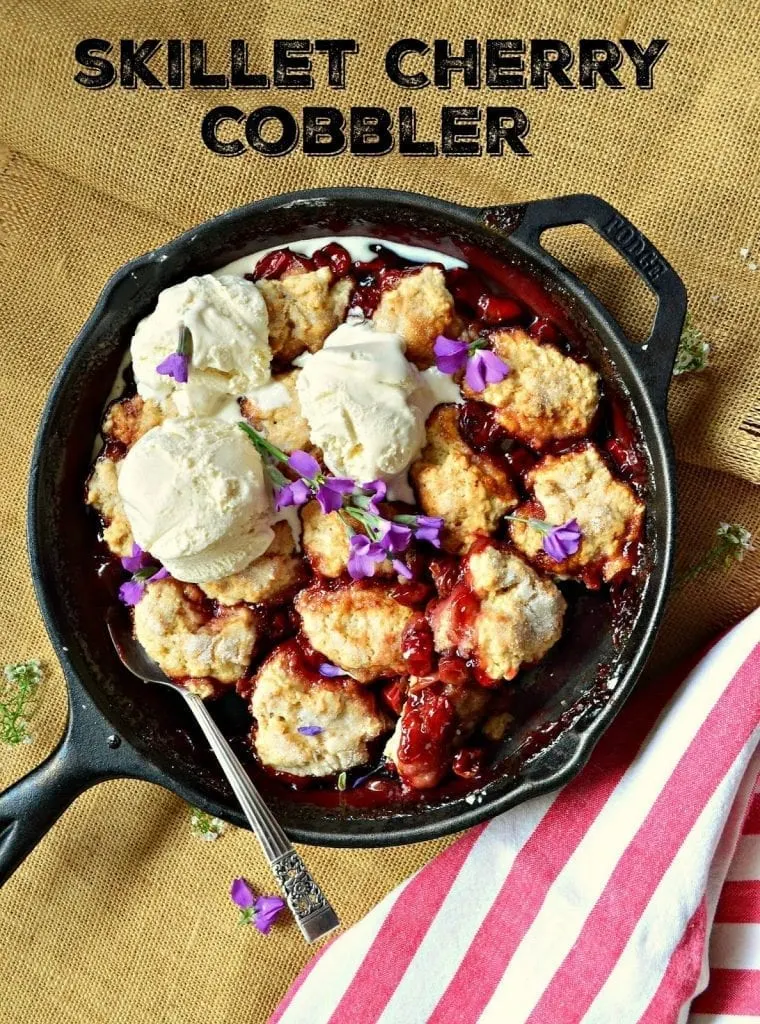 Old Fashioned Skillet Cherry Cobbler 