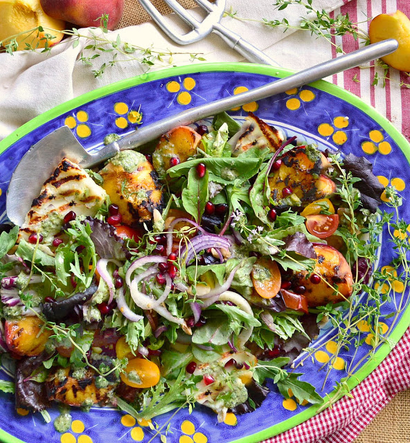 Grilled Peach and Halloumi Salad