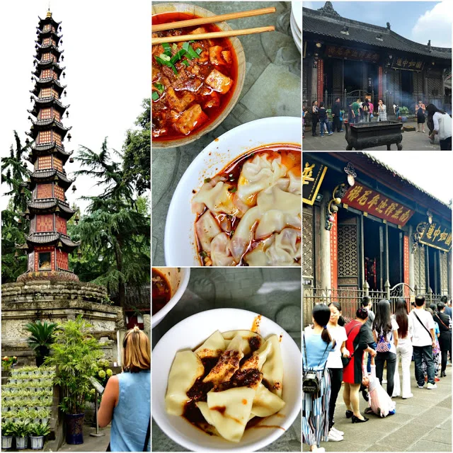 Wenshu Monastery and Szechuan food collage