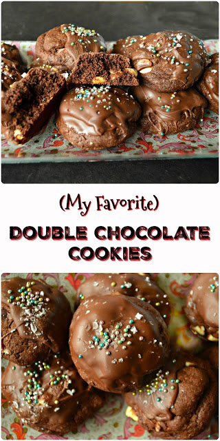 Double chocolate cookies are dense, chocolatey cookies are for all chocolate and cookie lovers. They can be customized with nuts or various flavored chips, but this cookie is hands down my most favorite chocolate, chocolate cookie! #cookies #chocolate www.thisishowicook.com