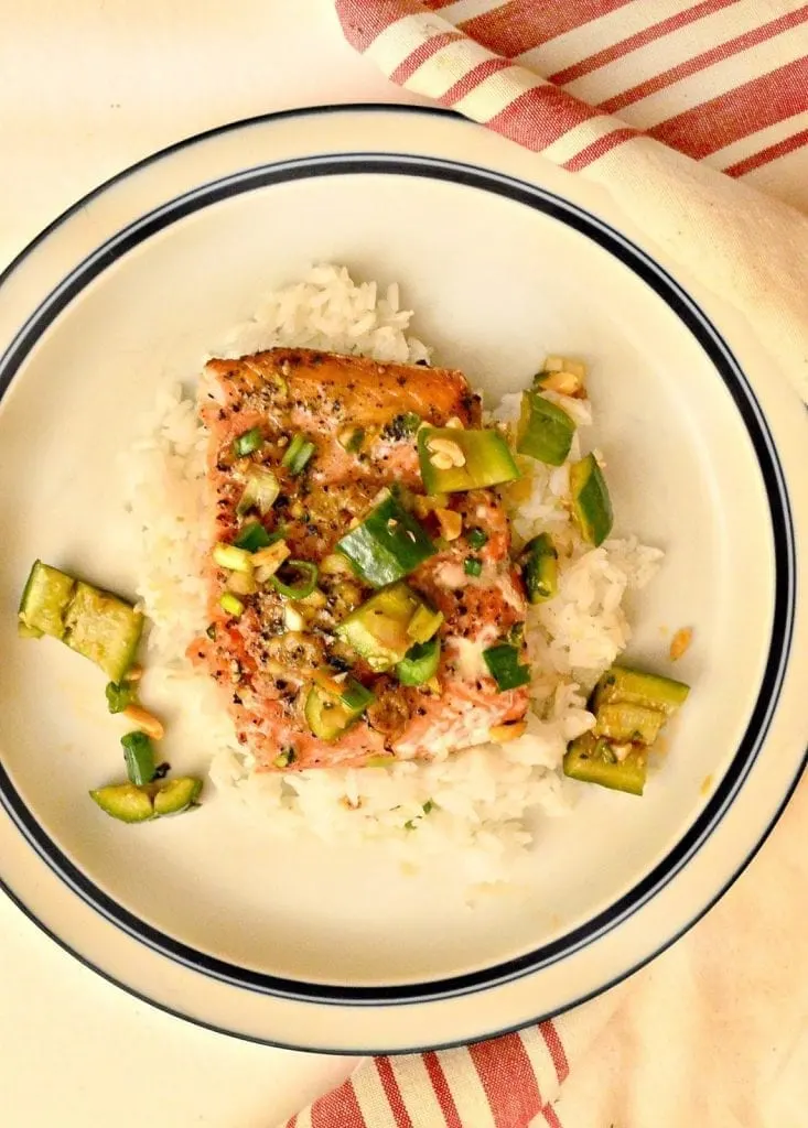 Vietnamese Salmon with smashed cucumbers