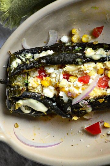 Goat cheese Stuffed Poblanos 3