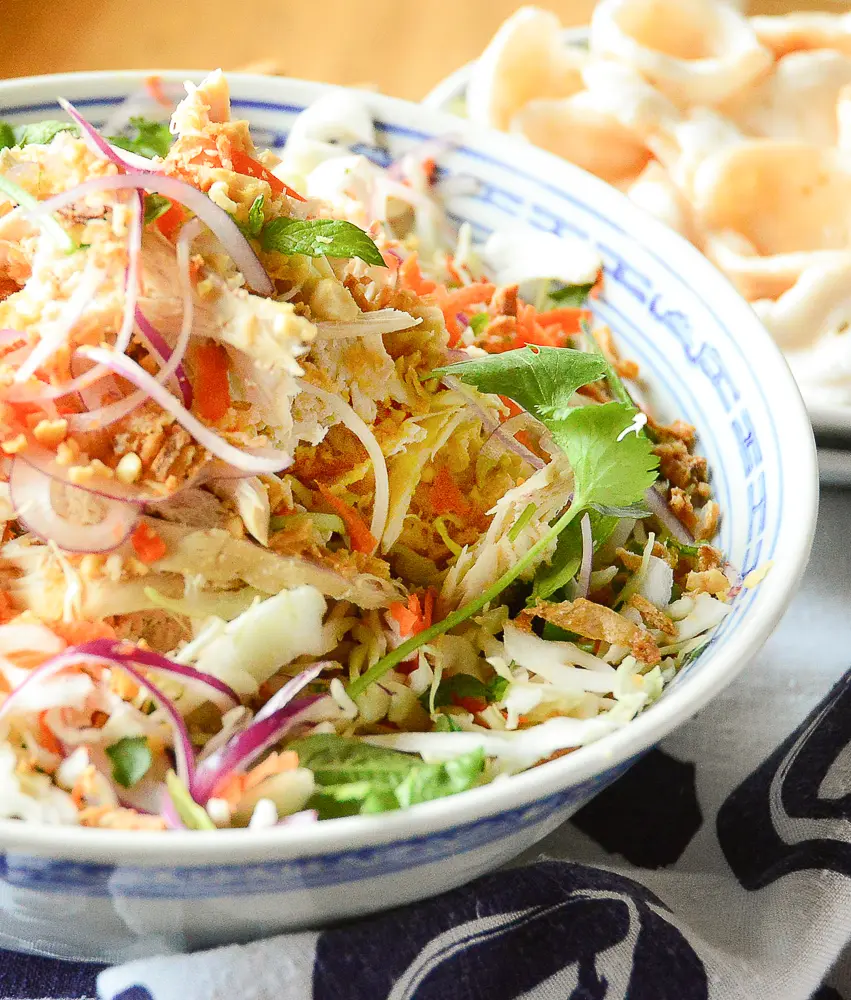 Vietnamese Chicken Salad in oriental bowl