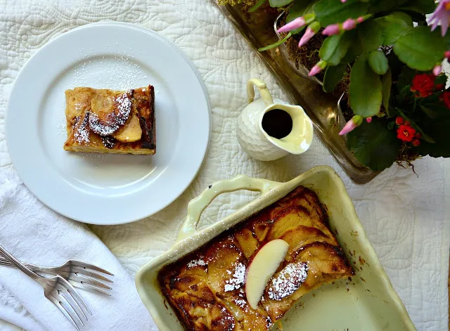 Overnight Matzo Brei with Caramel Apples