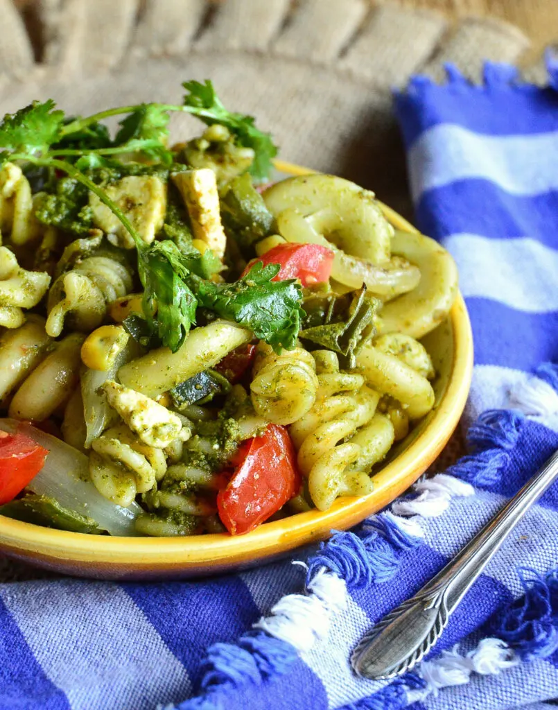 Cilantro Pesto cold Pasta Salad