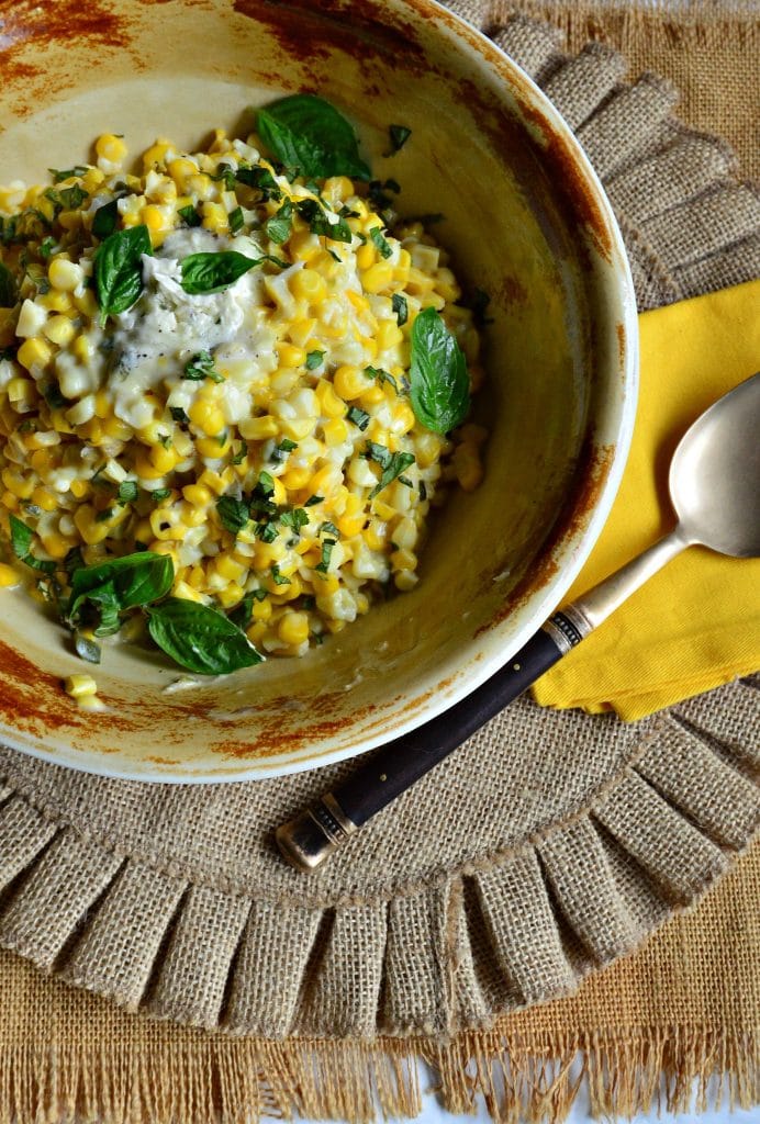 Creamed Corn with basil