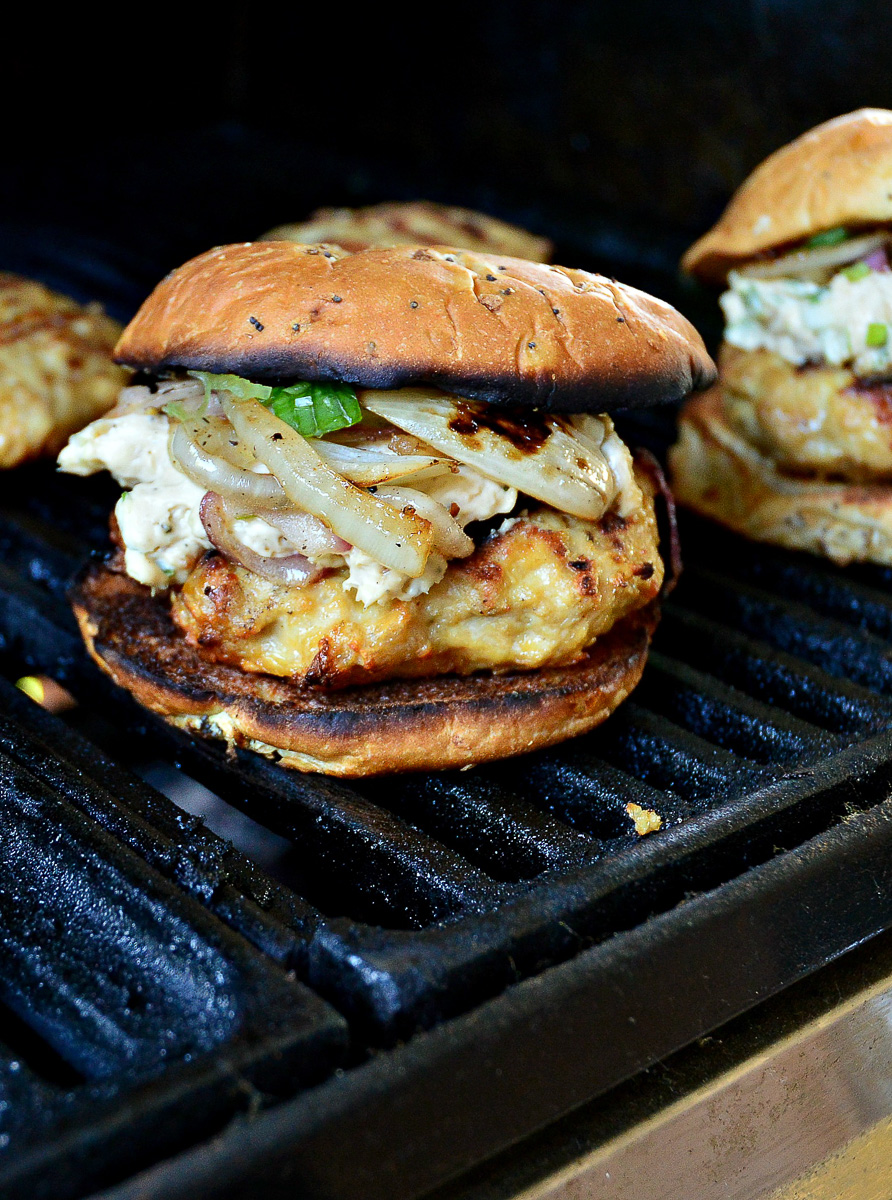 Grilled Chicken Burger on Grill