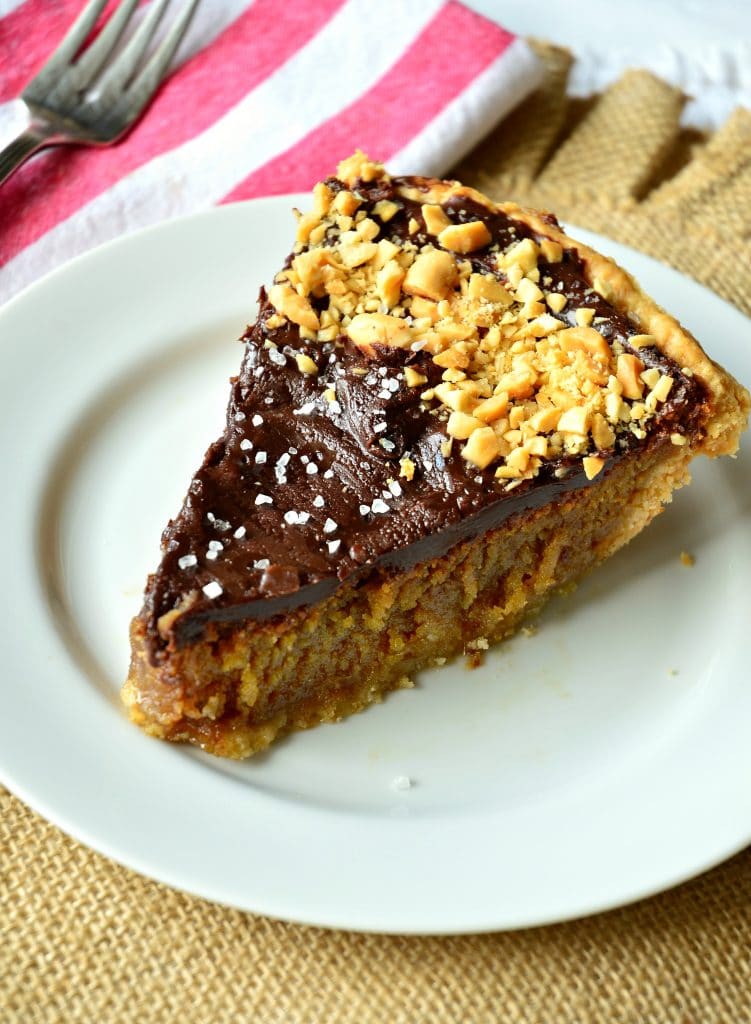 Easy Peanut Butter Pie with Chocolate Ganache and a Surprise! This Is