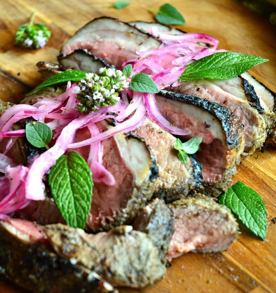 Grilled Lamb with Mint Marinade and Lemon Onions