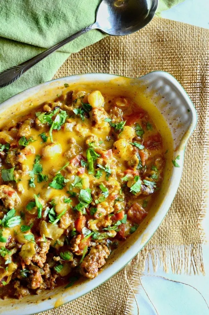 Chorizo, Hominy and Green Chile Casserole