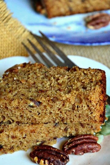 slices of honey cake with whiskey and pecans