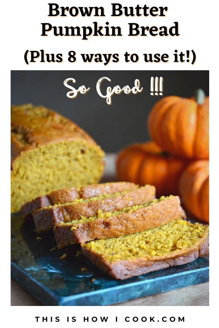 sliced pumpkin bread recipe on green marble