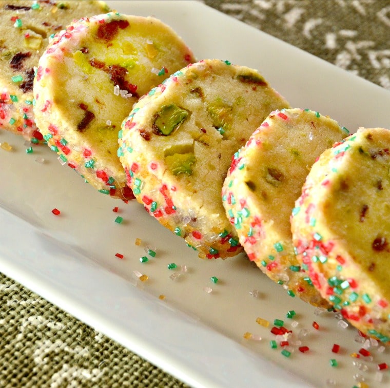 Cranberry and Pistachio Shortbread Cookies