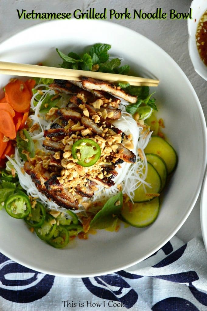 vietnamese grilled pork noodle bowl