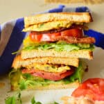 st paul sandwich halves stacked on plate