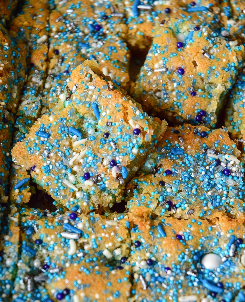 Sugar Cookie Bars with Blue Sprinkles