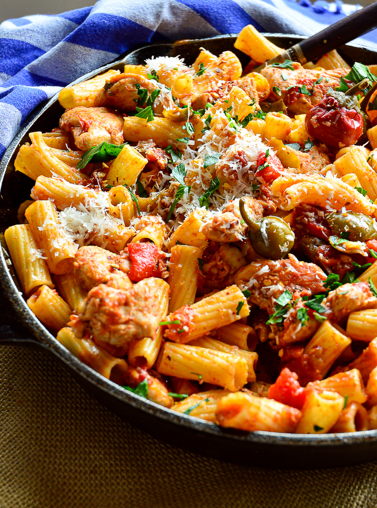 chicken riggies in cast iron skillet