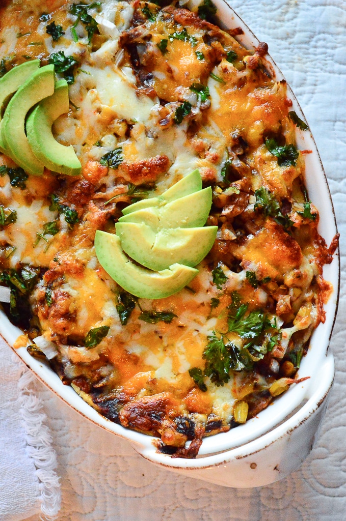 Turkey Mole Enchilada Casserole