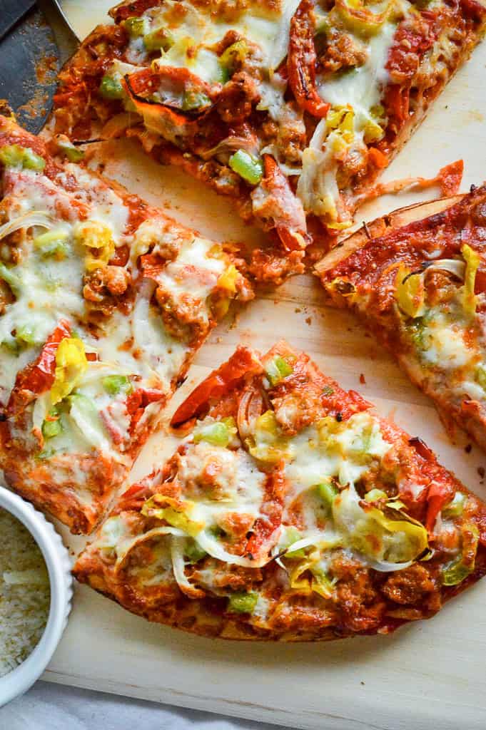 sliced Boboli pizza triangles