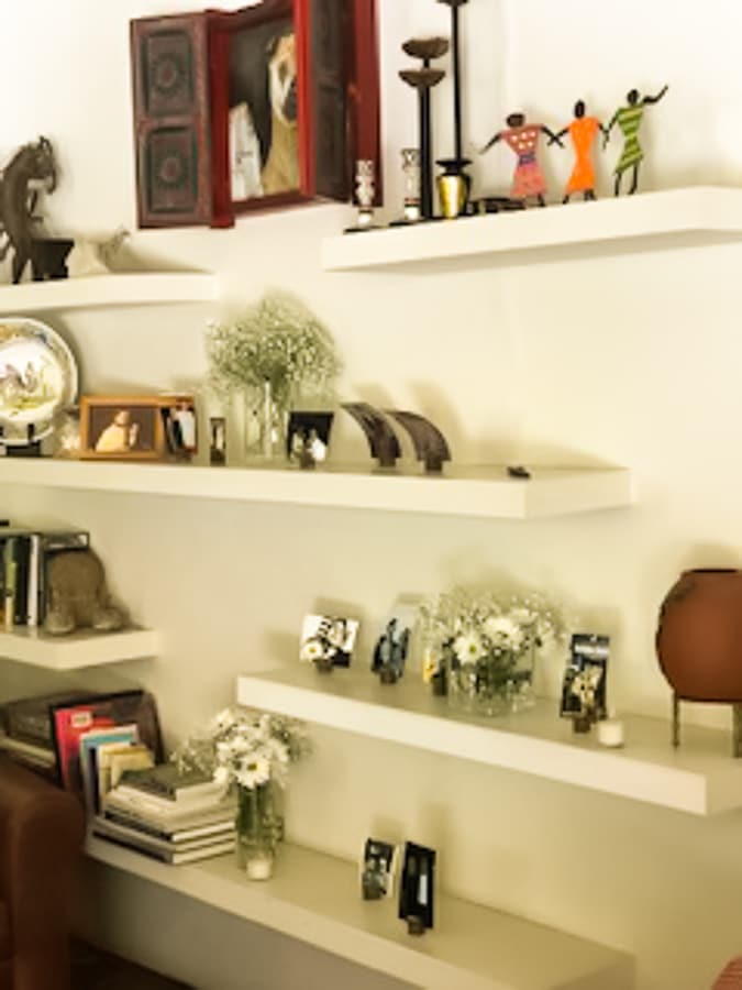 decorated shelves